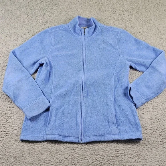 L.L.Bean Fleece Jacket Womens Medium Blue Polartec Full Zip Cozy Stretch 259072 - Picture 2 of 13